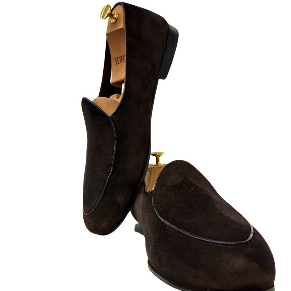 Bundle: Men's Lamb Suede Belgian Loafers, Black & Dark Brown Size 15